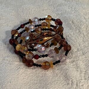 Multicolor Beaded Coil Bracelet with Lizard Charm